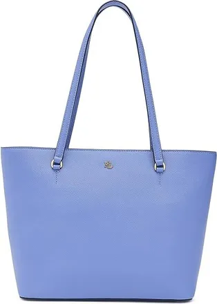 Lauren Ralph Lauren Crosshatch Leather Medium Karly Shopper Tote Tote Handbags Carson Blue