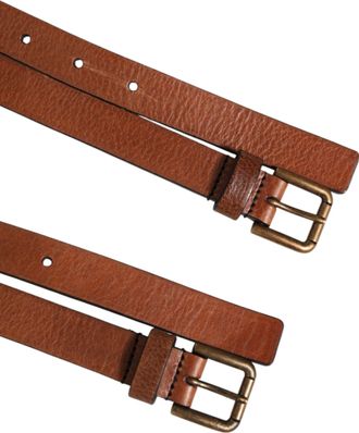Dolce & Gabbana Brown Double Strap Leather Gold Buckle Mens Belt