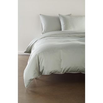 Nordstrom Sateen Duvet Cover & Sham Set in Green Mirror at Nordstrom, Size Full