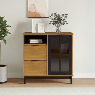 vidaXL Vidaxl - Aparador Con Puerta De Vidrio Flam Madera De Pino 80x40x80 Cm