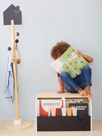 Vertbaudet B&uuml;chertruhe,,School weiss/schiefer
