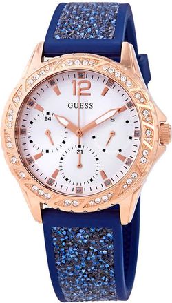 Guess Swirl Crystal White Dial Ladies Watch W1096L4