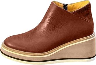 Generic Womens Ankle Boots Round Toe Casual Leather Platform Wedge Booties Comfortable Lightweight Chunky Bottom High Heels Short Wedge Ankle Boots Fashion Th