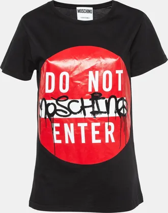 Moschino Do Not Enter Print Cotton T-Shirt XS