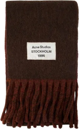 Acne Studios Sciarpa con frange e logo - - Accessories - unisex - Marrone - ONE SIZE