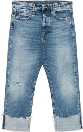 R13 Cropped Jeans, female, Blue, Size: W28 Indigo Drop-Crotch Jeans