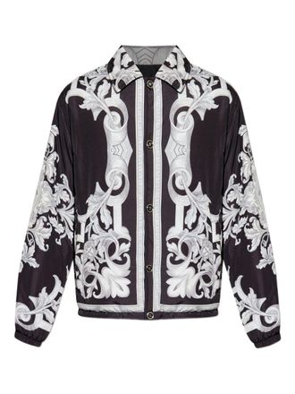 Versace Baroque-Patterned Black Jacket with Adjustable Fit