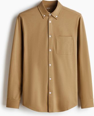 H&M Four-way Stretch Regular Fit Shirt - Beige
