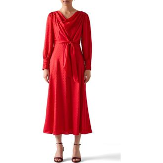 L.k. Bennett Lainey Tie Waist Long Sleeve Maxi Dress in Red at Nordstrom Rack, Size 4 Us / 8 Uk
