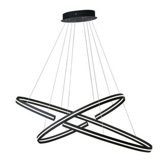 Netlighting CLARKE LED 2 Ring Pendant Black 6600lm 3000K 120x60+80x40cm | Size: 80x40 cm