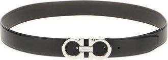 Ferragamo Omkeerbare en verstelbare Gancini riem - Heren - Riemen - Zwart - 110 CM - Leer - Accessoires