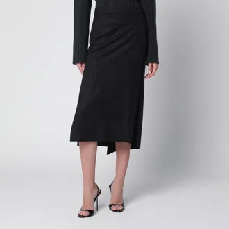 Victoria Beckham Gonna midi pressata in lana e mohair grigia scura