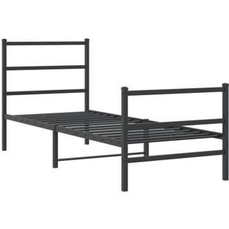 vidaXL Vidaxl - Metal Bed Frame without Mattress with Footboard Black 80x200cm