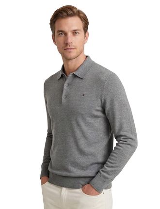 Tommy Hilfiger grijs trui katoen normale fit effen