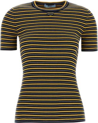 Prada Multicolor Stripes Crew Neck T-Shirt