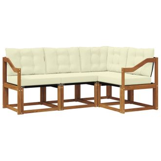 vidaXL Conjunto De Sof&aacute;s De Exterior Con Coj&iacute;n 4 Pcs Natural Y Crema Vidaxl