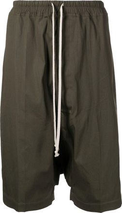 Rick Owens drop-crotch bermuda shorts - men - Cotton/Elastane - 48 - Green