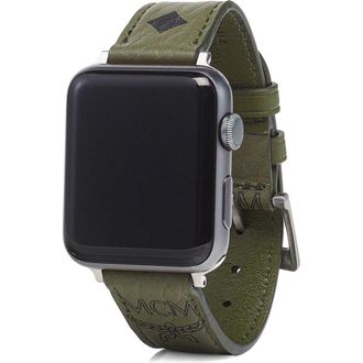 MCM Apple Watch Band in Visetos- M/L in Green at Nordstrom