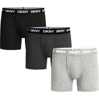 DKNY 3-Pack Stretch Cotton Boxer Briefs in Black/Charcoal/Grey Heather at Nordstrom, Size Xx-Large