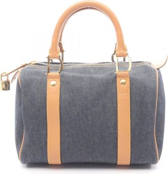 Dior Brown Navy Denim Leather Tote Bag (Pre-Owned)