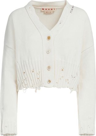 Marni Destroyed White Cardigan