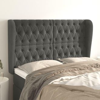 vidaXL Cabecero Con Orejas De Terciopelo Gris Oscuro 163x23x118/128 Cm Vidaxl