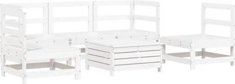 vidaXL 6 Piece Garden Sofa Set White Solid Wood Pine Vidaxl