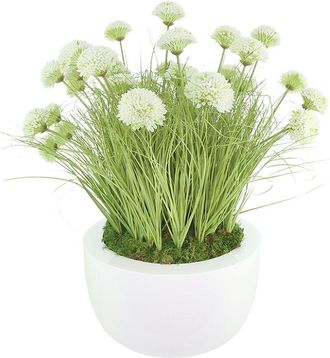 Creative Displays Inc. Handmade Faux Dahlias In Round Fiberstone Planter