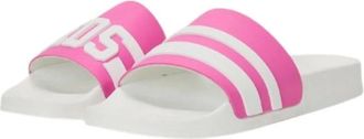 GCDS Gcds, Schoenen, Dames, Wit, 38 EU, Wit/Roze Logo Ketting Slippers