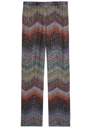 Missoni Sequin-embellished Zigzag Metallic-knit Trousers - Multicoloured 1 - 44 (UK12 / M)