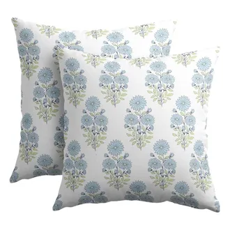 OEM Fundas De Coj&iacute;n Con Estampado Floral Azul Verdoso, 40 X 40 Cm, Juego De 2 Piezas, Fundas Decorativas De Estilo Bohemio Campestre Para Exteriores, Apta
