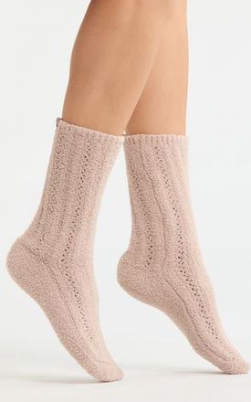Barefoot Dreams CozyChic Pointelle Crew Socks in Willow at Nordstrom