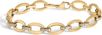 House of Brilliance Gold Vermeil 1/10 Cttw Diamond Bold Oval Link Bracelet