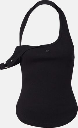 Courrèges Courrèges Top Undressed 90s in cotone a coste