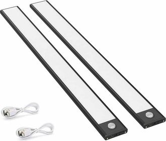OEM Juego De 2 Luces Led Con Sensor De Movimiento Para Armarios, 150 L&uacute;menes - Recargables Por Usb - Instalaci&oacute;n Inal&aacute;mbrica - &Aacute;ngulo De Detecci&oacute;n De 120&deg;