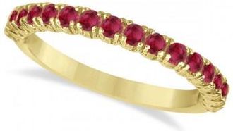 Allurez Half-Eternity Pave-set Ruby Stacking Ring 14k Yellow Gold (0.95ct)