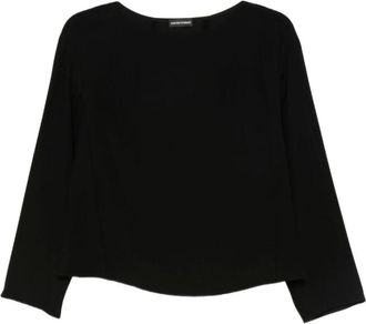 Emporio Armani Tops, Dames, Zwart, 2Xs, Zwarte Boothals Top