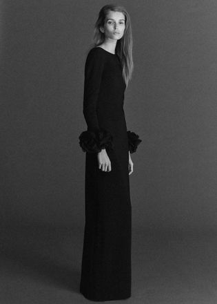 Mango Vestito schiena scoperta polsini fiori nero - Donna - XS - MANGO