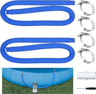 OEM Juego De 2 Mangueras Para Piscinas Elevadas, Con 4 Abrazaderas Met&aacute;licas, Mangueras De Repuesto Para Piscinas Elevadas (azul)
