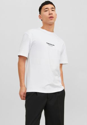 Jack & Jones Rundhalsshirt JACK & JONES JORVESTERBRO TEE SS CREW NECK NOOS, Herren, Gr. XL, weiss (hellwei&szlig;), Jersey, Obermaterial: 100% Baumwolle, bedruckt, relax
