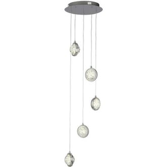 Searchlight Searchlight Quartz 5 Light Drop Pendant, Bubble Glass, Detailed Rim 4000K