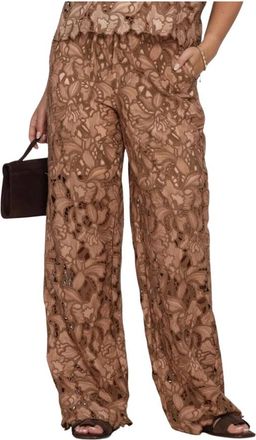Amaya Amsterdam Mitch Pants - Dames - Wijde Broeken - Bruin - L - Polyester - Broeken