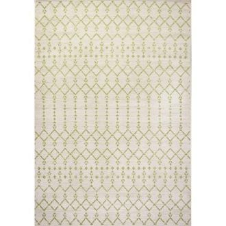 Jonathan Y Designs Ourika Moroccan Geometric Textured Weave Indoor/Outdoor Area Rug in Cream/green at Nordstrom, Size 5Ft 0In X 8Ft 0In