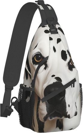 Generic Casual Crossbody Shoulder Backpack Dalmatian Daypack Lightweight,Multipurpose Chest Backpack for Camping Cycling Hiking