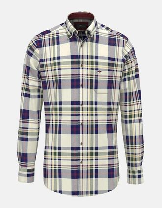 Fynch-Hatton Mens Colourful Check Button Down Shirt Deep Merlot - Size: 38/Regular