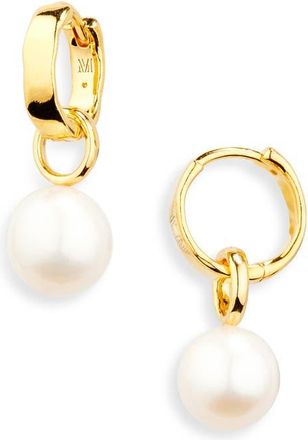 Monica Vinader Siren Muse Wave Onyx Charm Huggie Hoop Earrings in 18Ct Gold Vermeil /Pearl at Nordstrom
