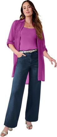 Jessica London Sheer Georgette Mega Tunic in Deep Orchid at Nordstrom, Size 32