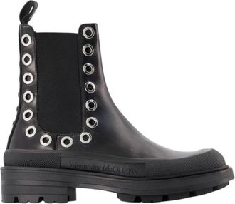 Alexander McQueen Chelsea Boots met Eyelet Detail - Heren - Chelseaboots - Zwart - 41 EU - Leer - Schoenen