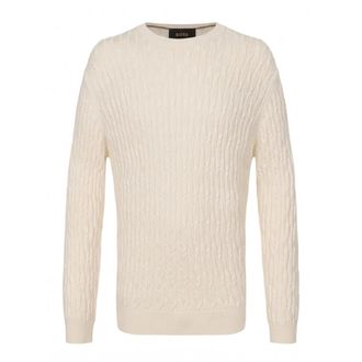 HUGO BOSS Trui met ronde hals - Heren - Truien - Beige - Maat: 2XL