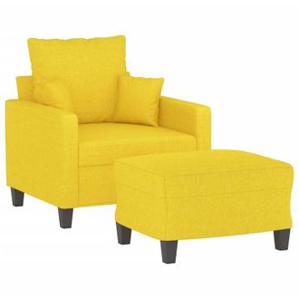 vidaXL Sill&oacute;n Con Taburete Tela Amarillo Claro 60 Cm Vidaxl